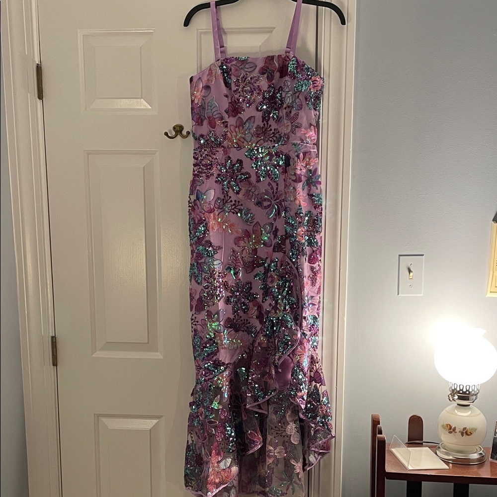 Floral Sequin Dress - Purple